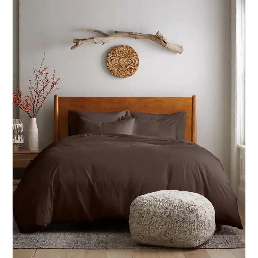 Quince Organic Brushed Cotton Duvet Cover King Cal King Espresso NWOT No Shams